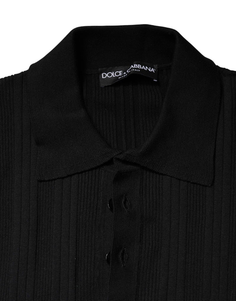 Pull noir à manches longues avec écusson pour homme Dolce & Gabbana