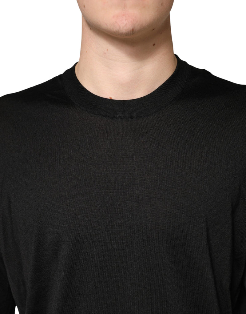 Pull en soie noire à col rond pour homme Dolce & Gabbana