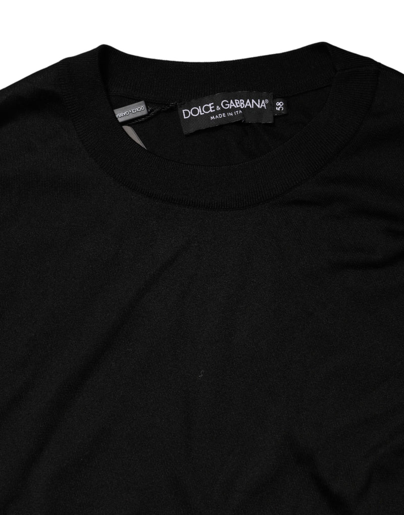 Pull en soie noire à col rond pour homme Dolce & Gabbana
