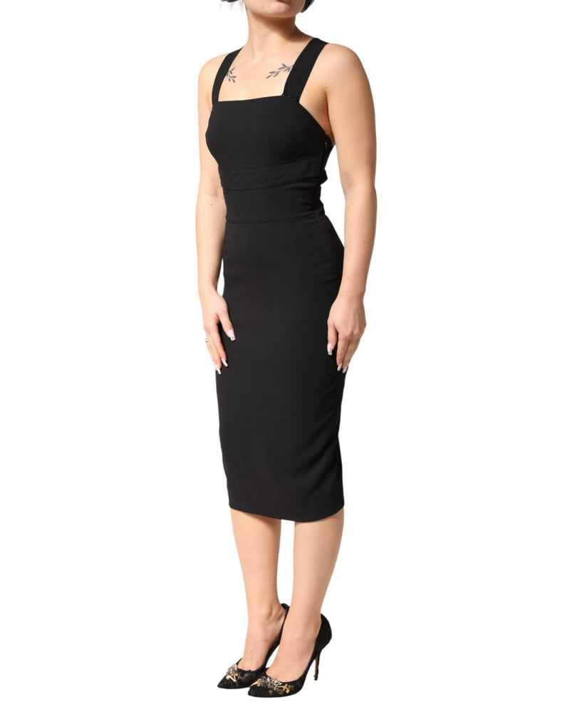 Vestido midi preto sem mangas e com decote quadrado Dolce & Gabbana