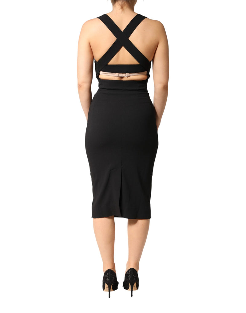 Vestido midi preto sem mangas e com decote quadrado Dolce & Gabbana
