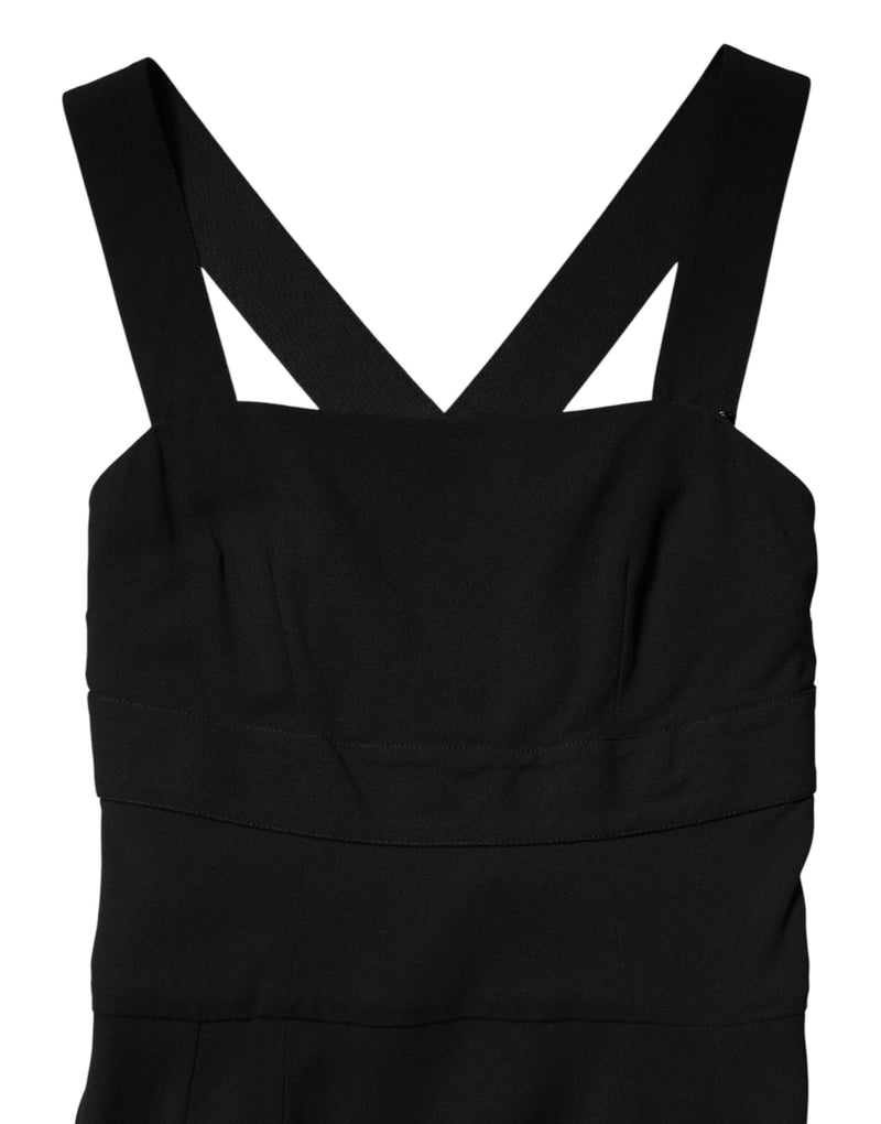Vestido midi preto sem mangas e com decote quadrado Dolce & Gabbana
