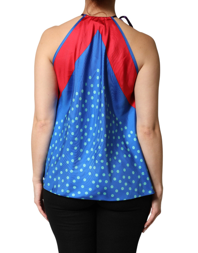 Top tipo blusa halter con corbata y lunares multicolor Dolce & Gabbana