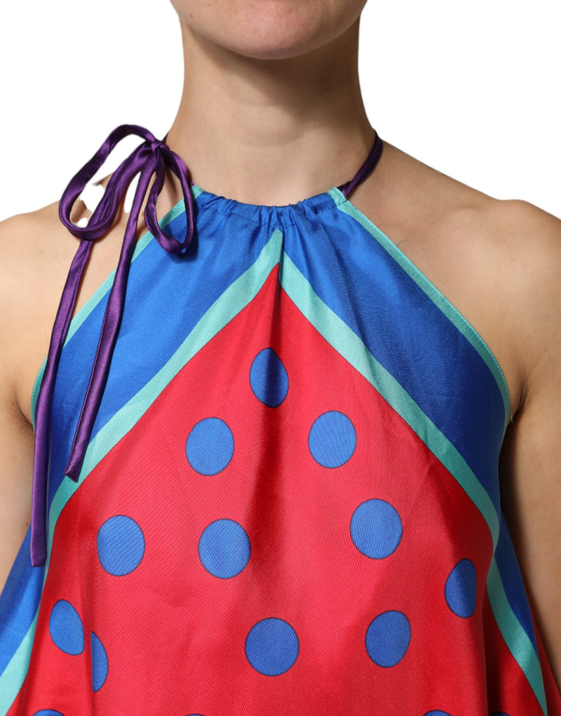 Top tipo blusa halter con corbata y lunares multicolor Dolce & Gabbana