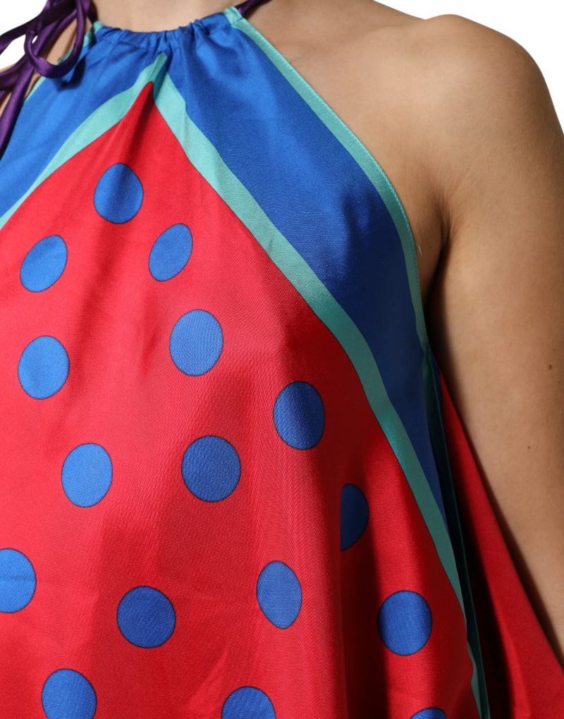 Top tipo blusa halter con corbata y lunares multicolor Dolce & Gabbana