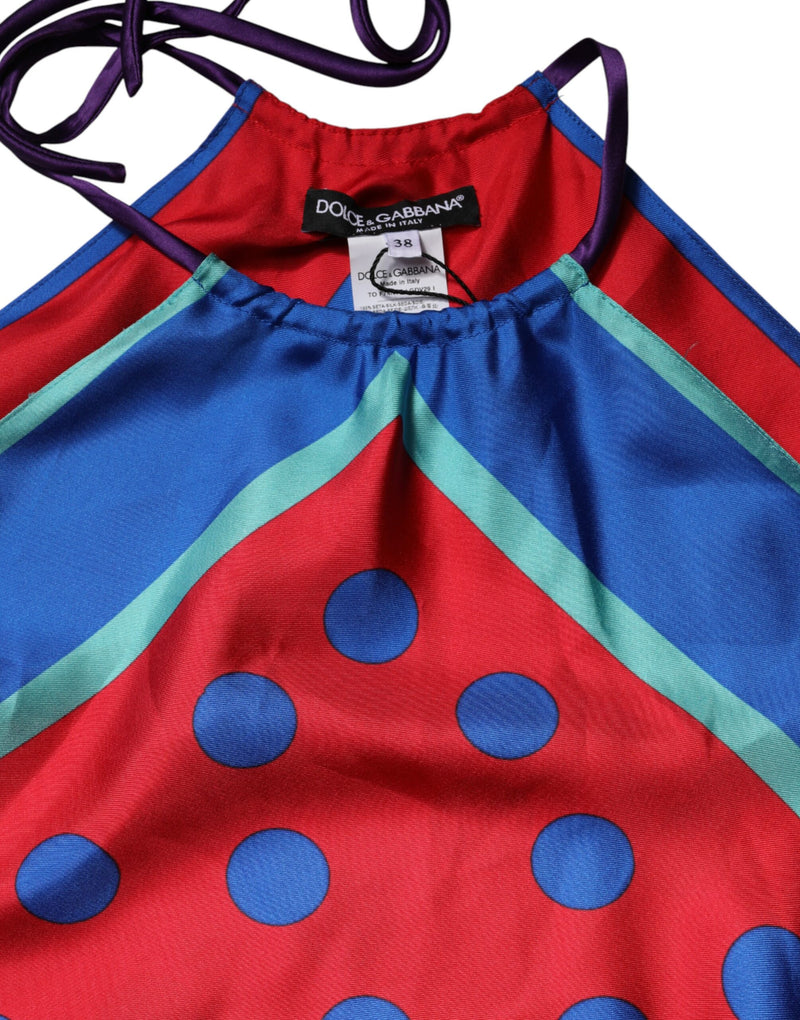 Top tipo blusa halter con corbata y lunares multicolor Dolce & Gabbana