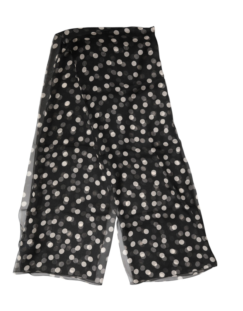 Sciarpa avvolgente Dolce & Gabbana in seta nera a pois 205cm x 137cm