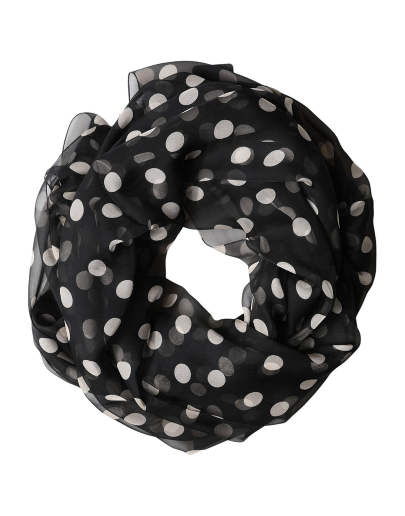 Sciarpa avvolgente Dolce & Gabbana in seta nera a pois 205cm x 137cm