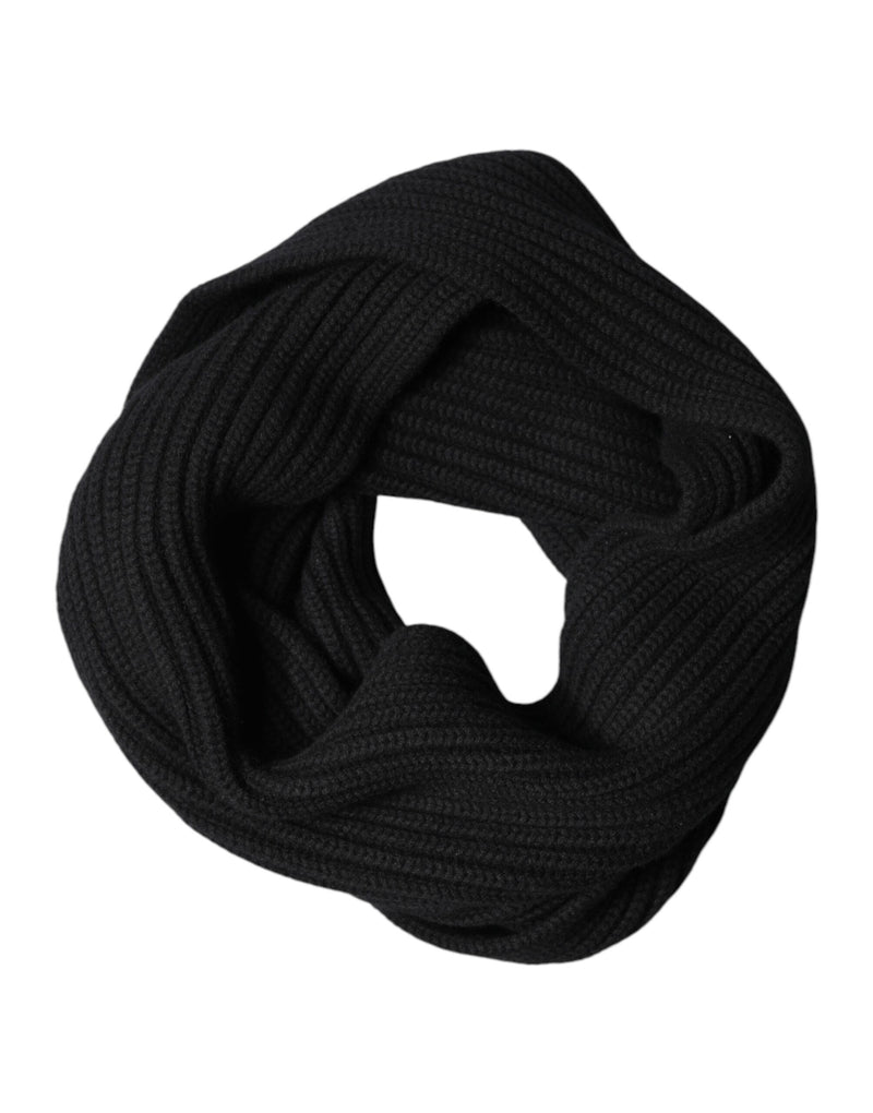Sciarpa avvolgente Dolce & Gabbana nera in maglia di cashmere 202cm x 26cm