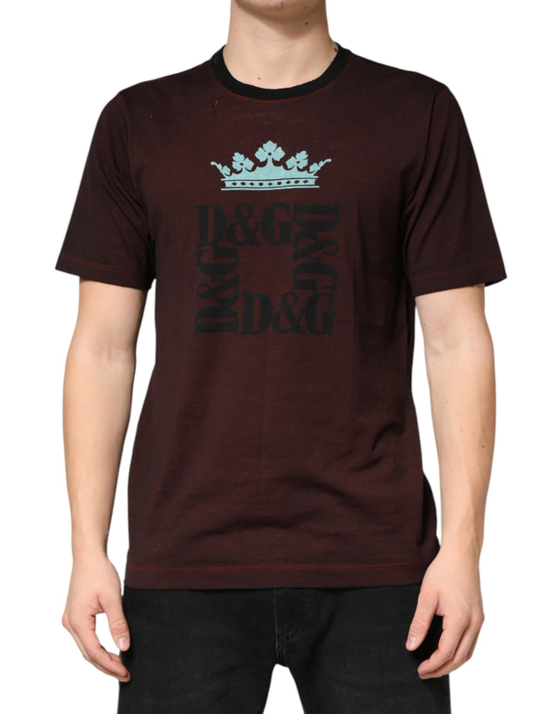 T-shirt bordeaux Dolce & Gabbana DG Crown da uomo in cotone con girocollo