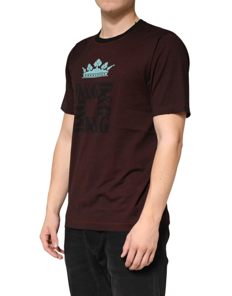 T-shirt bordeaux Dolce & Gabbana DG Crown da uomo in cotone con girocollo