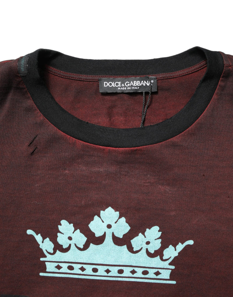 T-shirt bordeaux Dolce & Gabbana DG Crown da uomo in cotone con girocollo