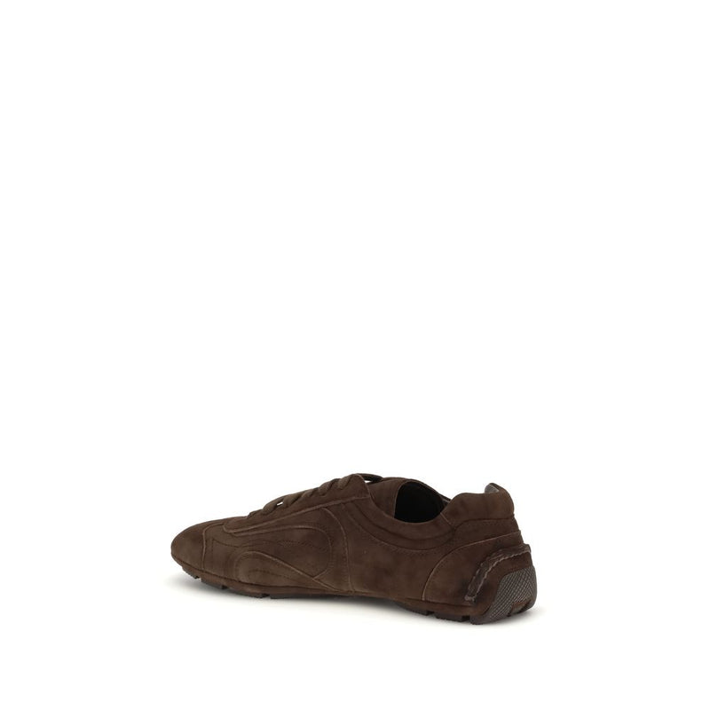 Prada Brown Calf Leather Bos Taurus Athletic Sneakers