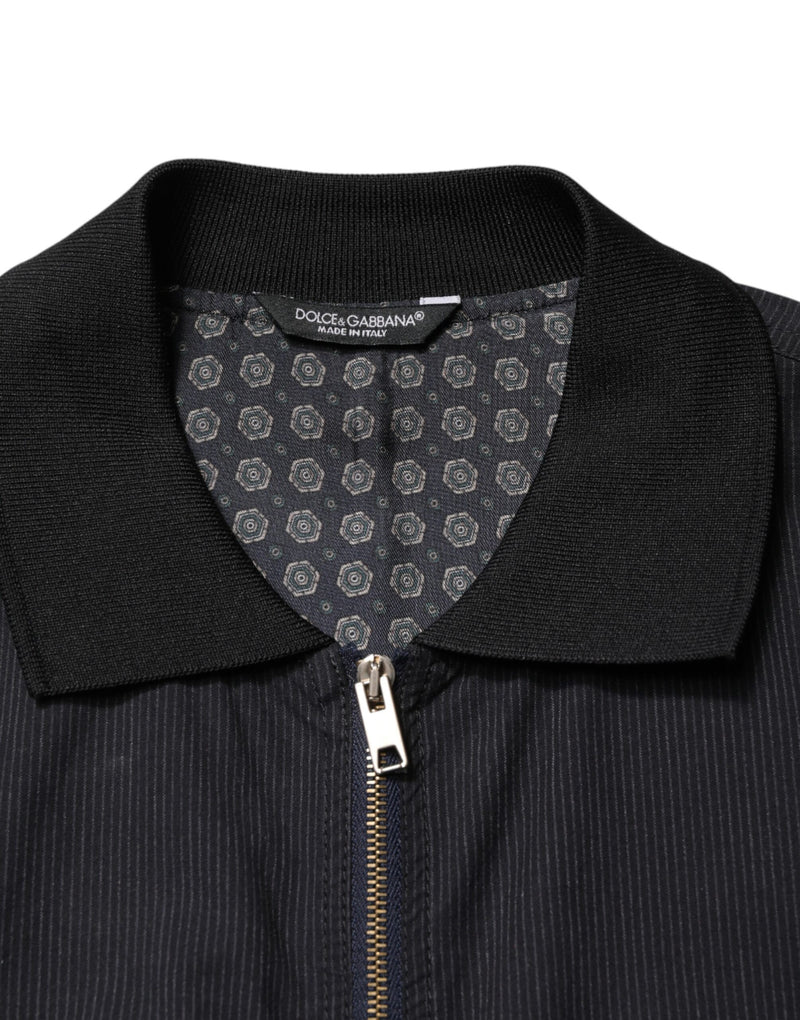 Blouson bomber bleu foncé en coton Dolce & Gabbana à fermeture zippée intégrale pour homme