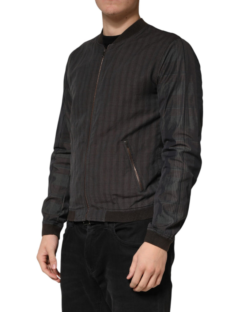 Chaqueta bomber negra de algodón con rayas y cremallera completa Dolce & Gabbana