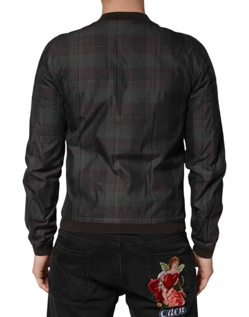 Chaqueta bomber negra de algodón con rayas y cremallera completa Dolce & Gabbana