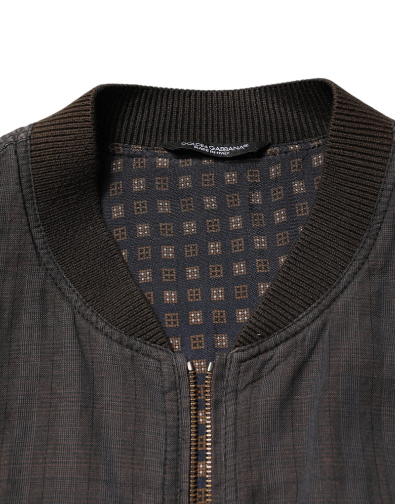 Chaqueta bomber negra de algodón con rayas y cremallera completa Dolce & Gabbana