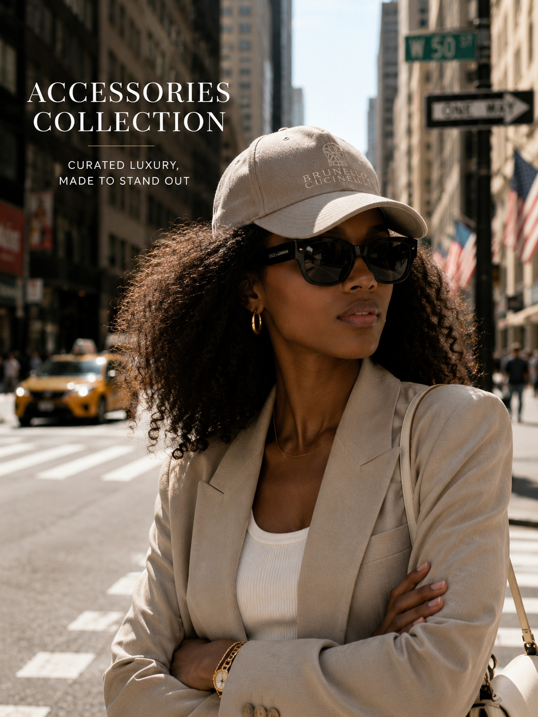 Explore our Accessories collection featuring a chic cream handbag, gold jewelry, stylish sunglasses, and a patterned silk scarf. Discover luxury Designer Accessories from Italy at URBALENTI™.