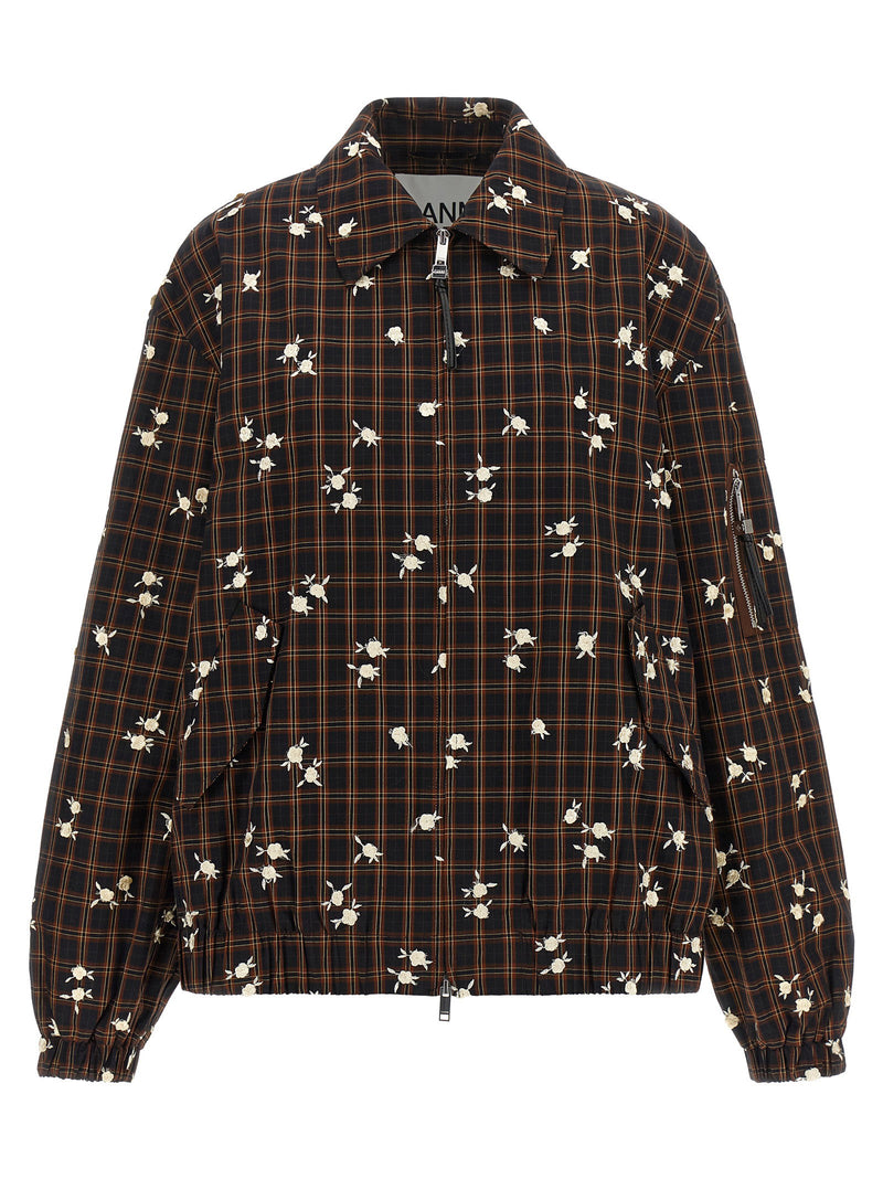 Ganni Ganni Check Flower Bomber Jacket