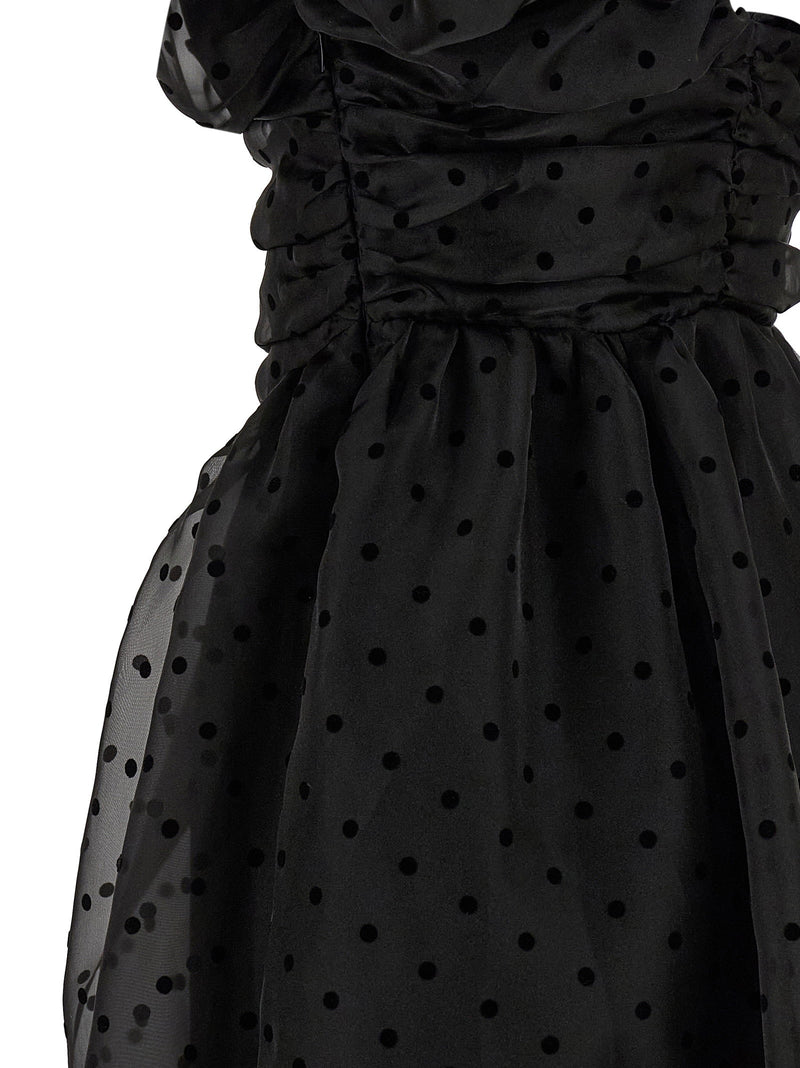 Ganni Ganni Black Organza Ruched Dress