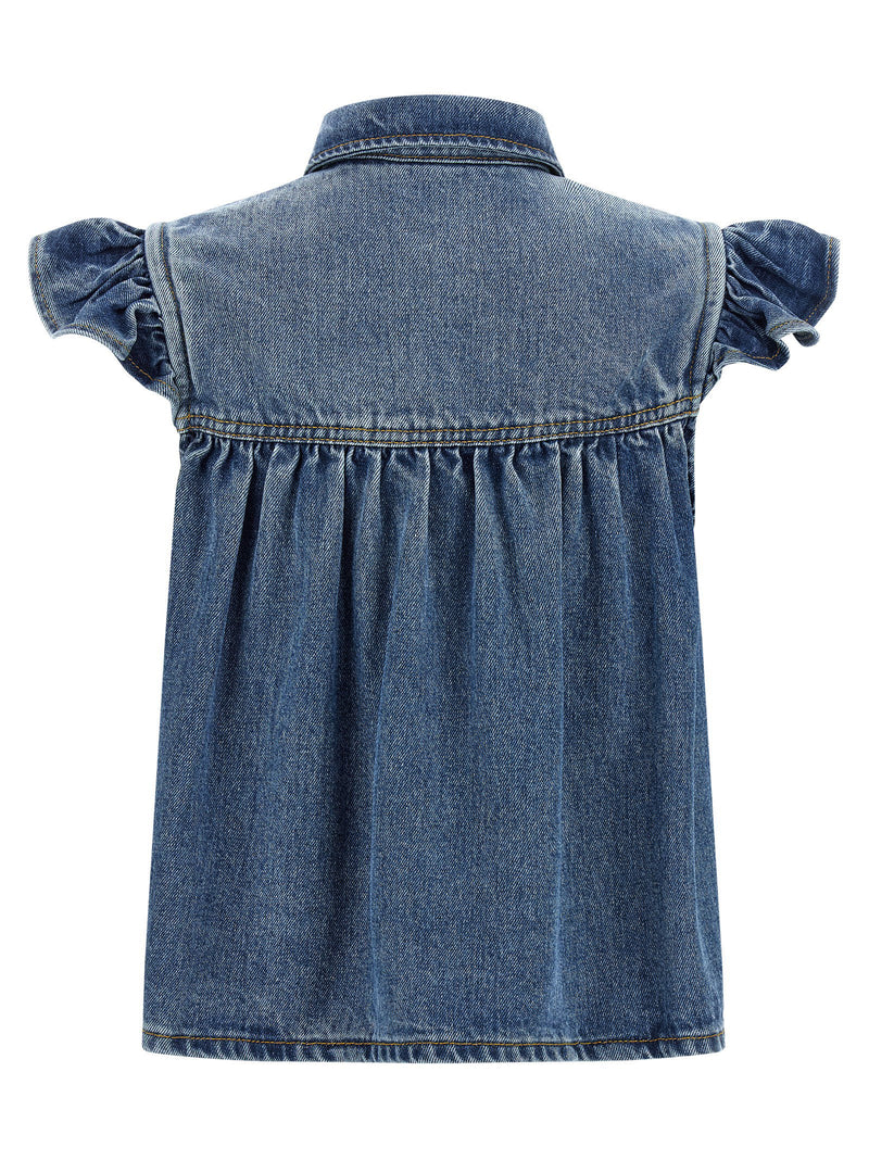 Ganni Ganni Denim Ruffle Top