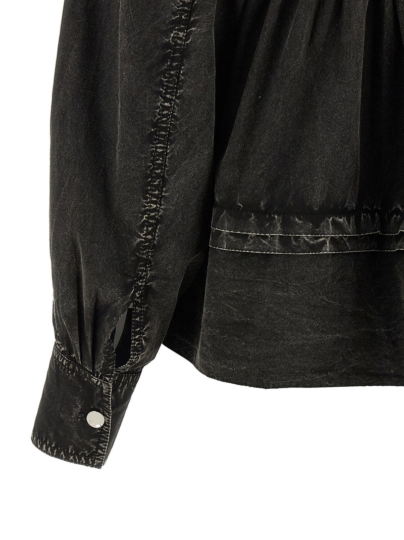 Ganni Ganni Black Washed Frill Blouse