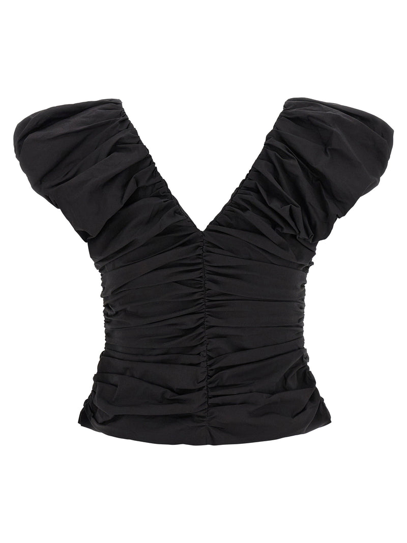 Ganni Ganni Black Ruched Top