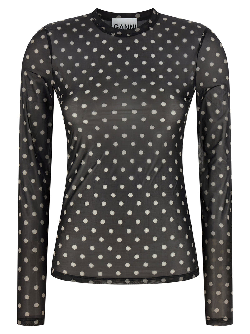 Ganni Ganni Printed Sheer Sweater