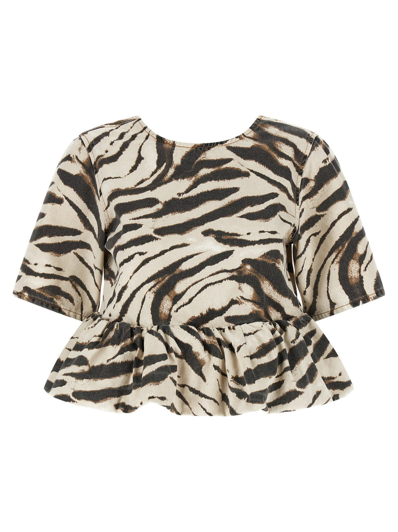 Ganni Ganni Zebra Denim Top
