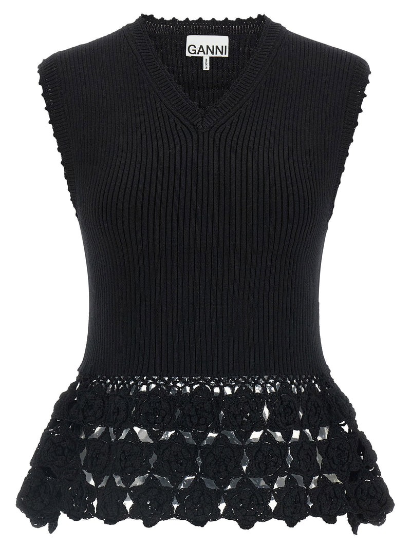 Ganni Ganni Cotton Crochet Vest