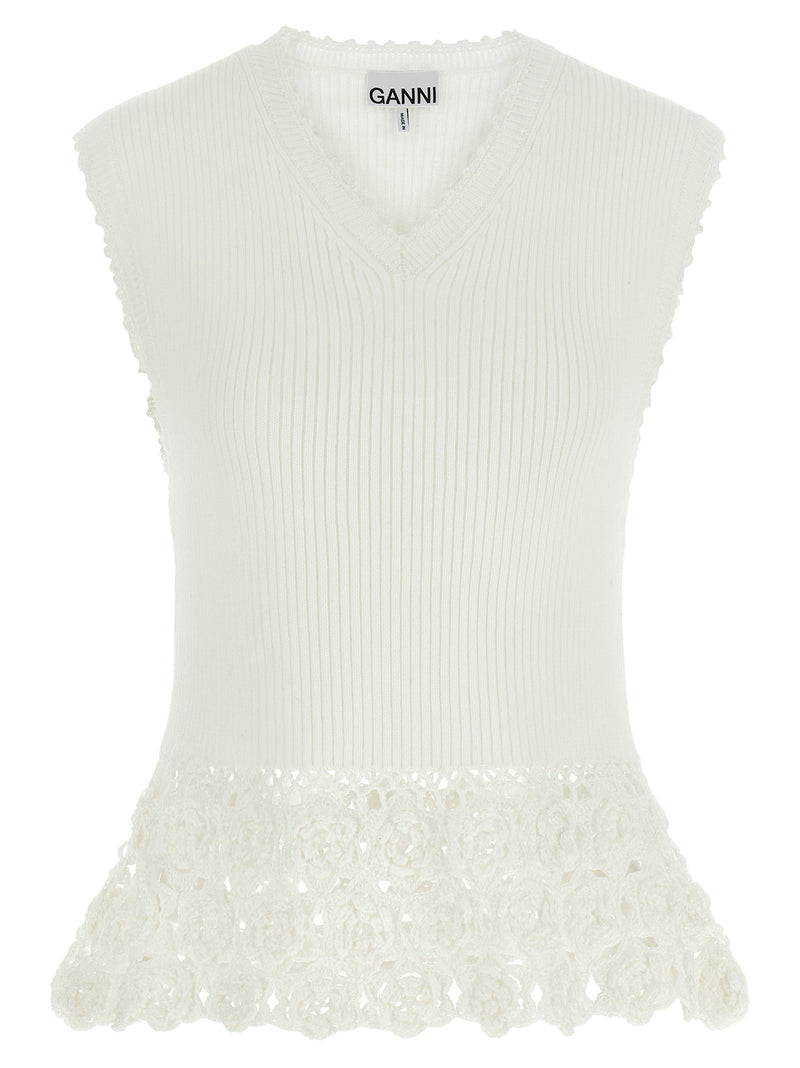 Ganni Ganni Cotton Crochet Vest