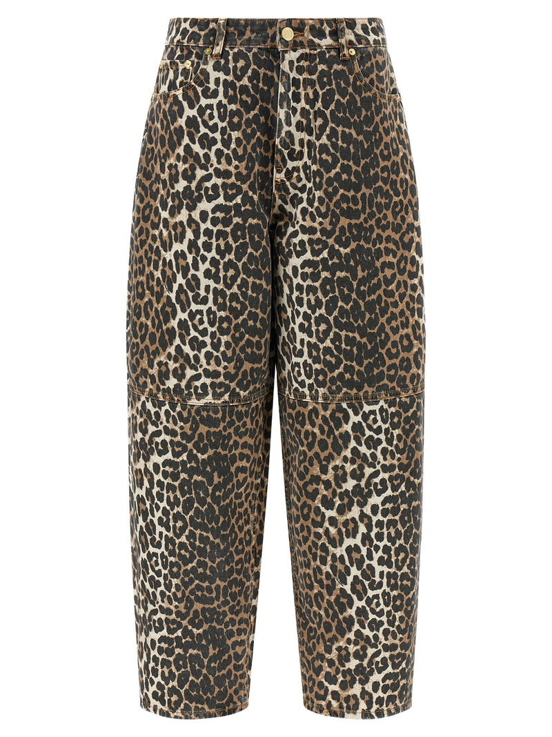 Ganni Ganni Leopard Printed Stary Jeans