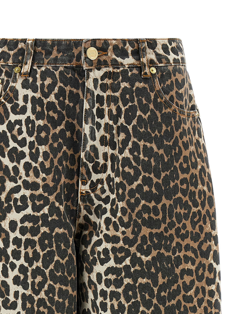 Ganni Ganni Leopard Printed Stary Jeans