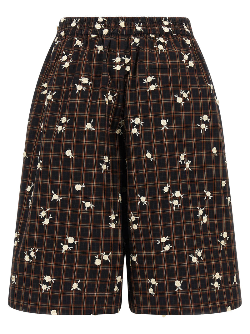Ganni Ganni Check Flower Bermuda Shorts