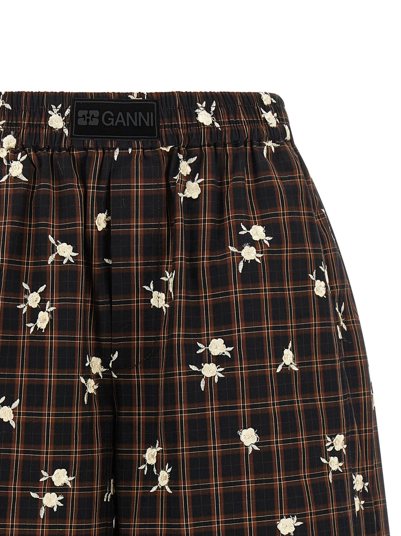 Ganni Ganni Check Flower Bermuda Shorts