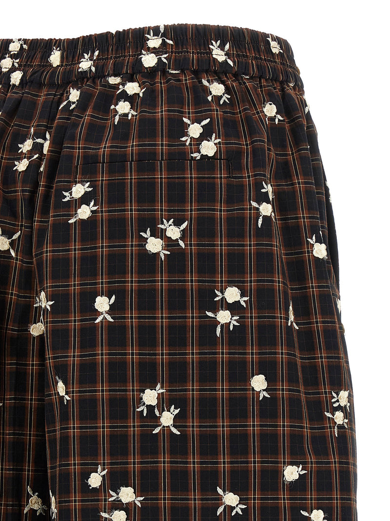 Ganni Ganni Check Flower Bermuda Shorts