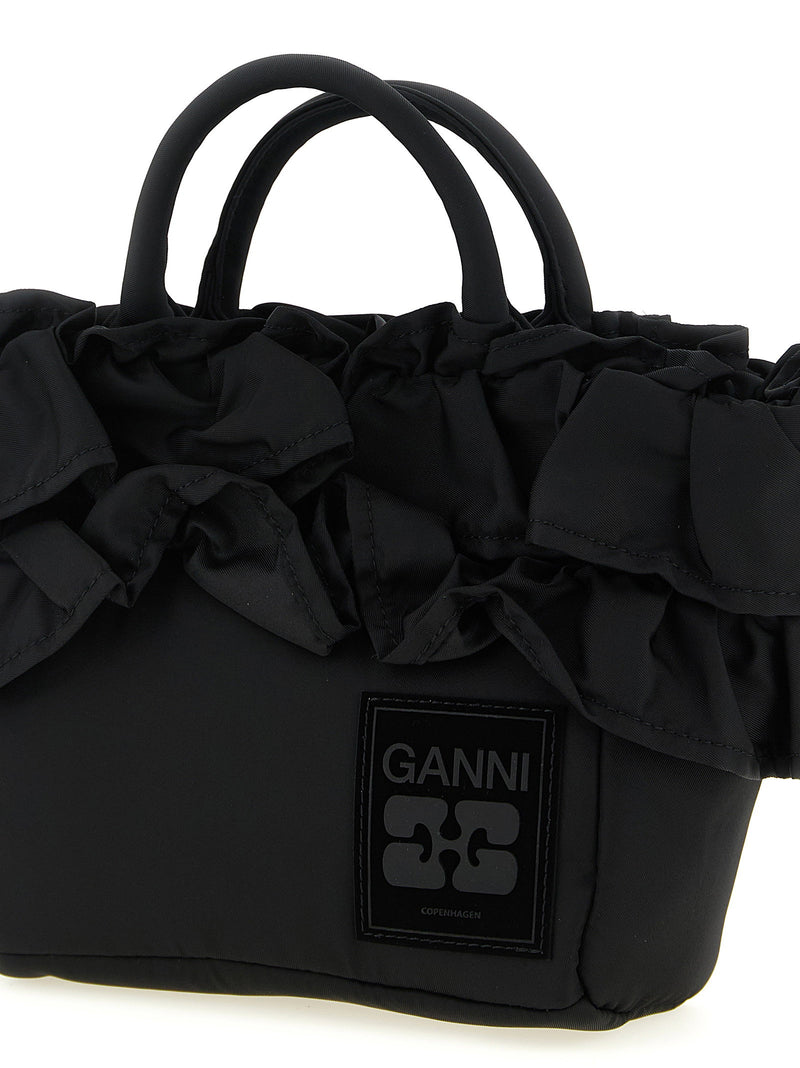 Ganni Ganni Mini Shopper Ruffle Handbag