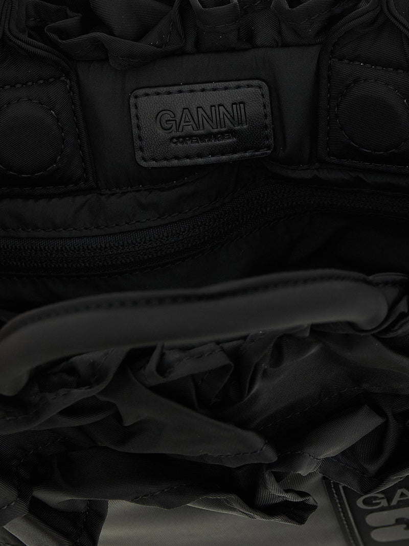 Ganni Ganni Mini Shopper Ruffle Handbag