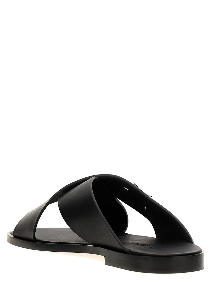 Dolce & Gabbana Logo Leather Sandals | Urbalenti™ NYC