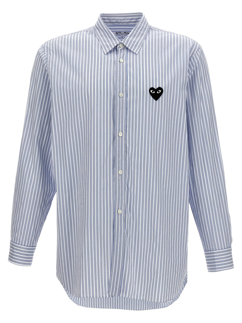 Comme Des Garçons Play Comme Des Garçons Play Logo Patch Striped Shirt
