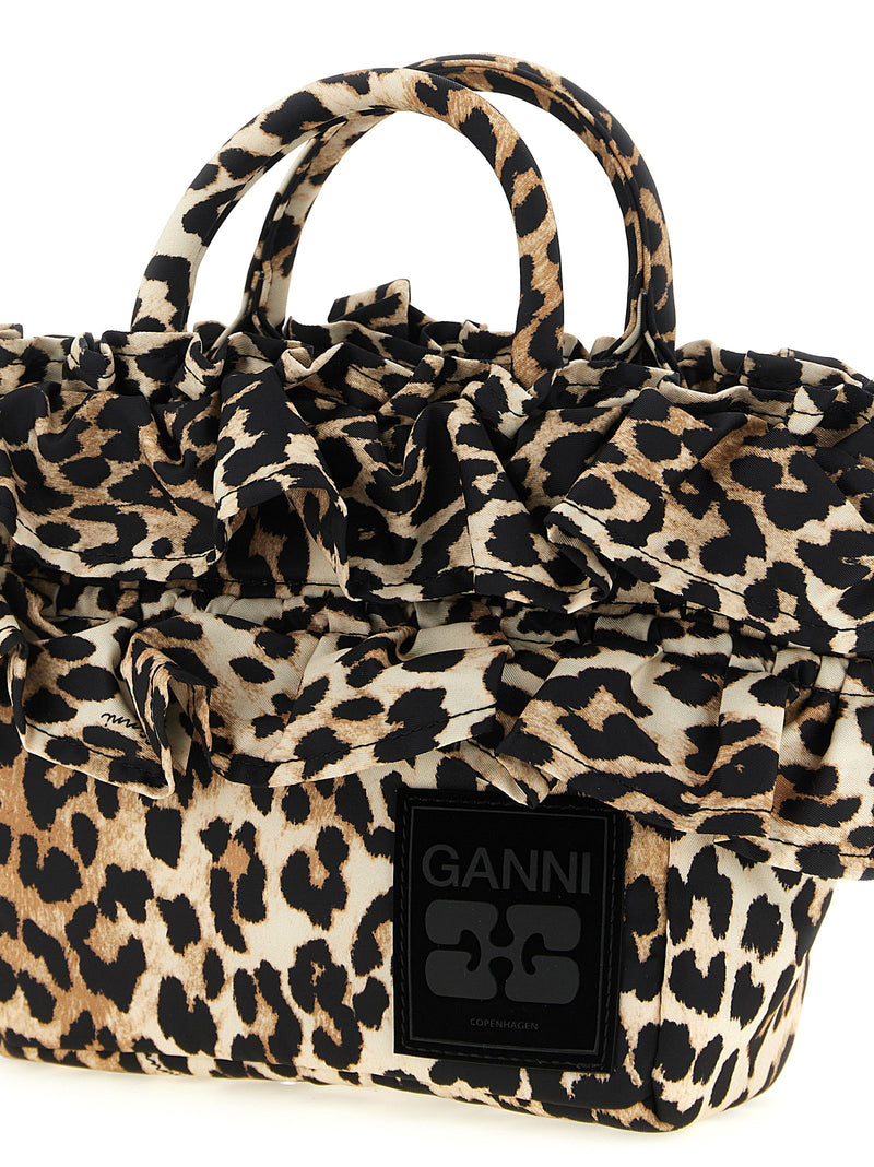 Ganni Ganni Mini Shopper Ruffle Print Handbag