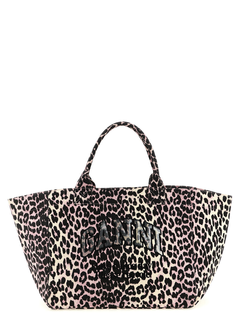 Ganni Ganni Leopard Sequin Xxl Tote Shopping Bag