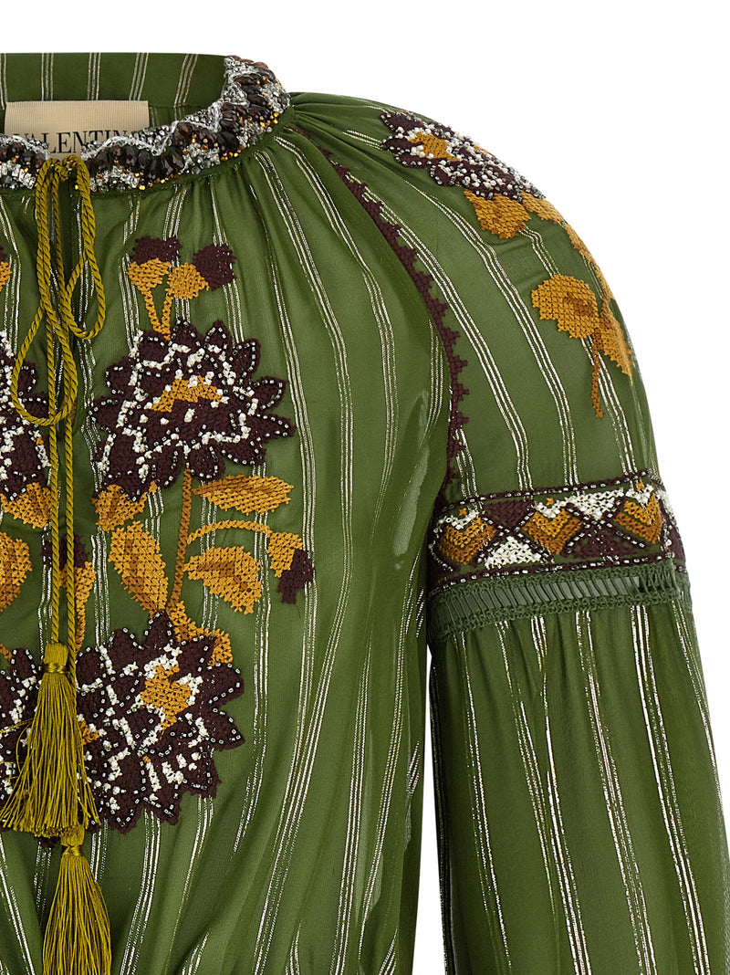 Valentino Garavani Valentino Garavani Embroidered Lurex Silk Shirt