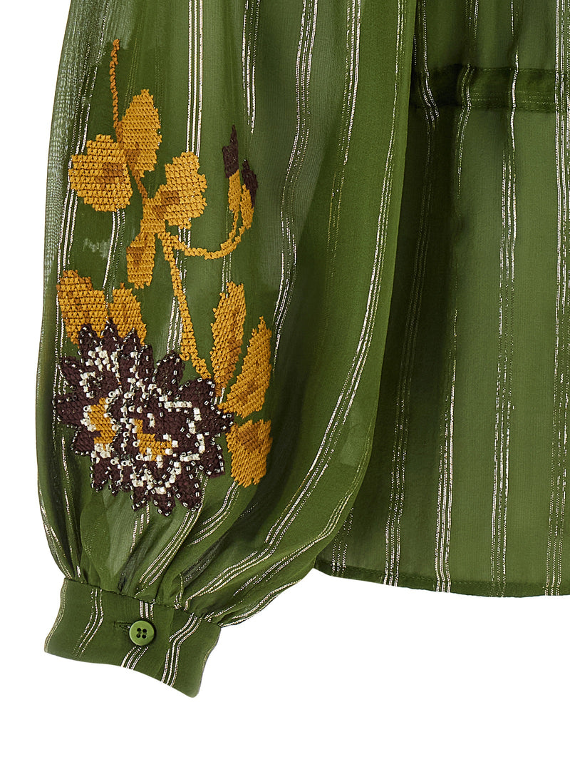 Valentino Garavani Valentino Garavani Embroidered Lurex Silk Shirt