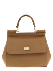 Front view of the Dolce & Gabbana Sicily Medium Handbag showcasing its elegant design with a flap closure and metal snap. This luxurious handbag is perfect for stylish women looking for a versatile accessory. Dolce & Gabbana Handbag. LDin, Spring - Summer 2026, Women, Women > Bags, Women > Bags > Handbag, Yes Eu.