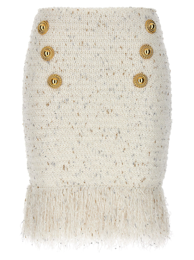 Balmain Balmain Fringed Tweed Skirt