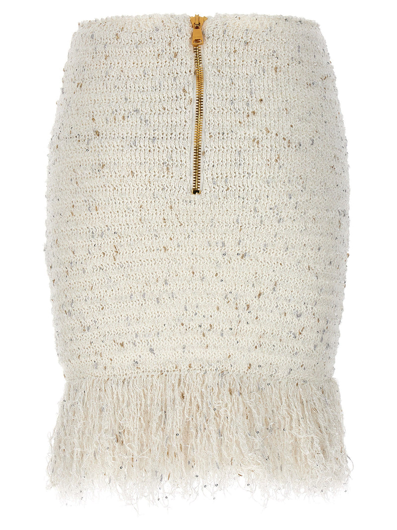 Balmain Balmain Fringed Tweed Skirt