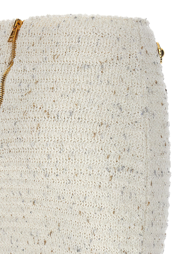 Balmain Balmain Fringed Tweed Skirt
