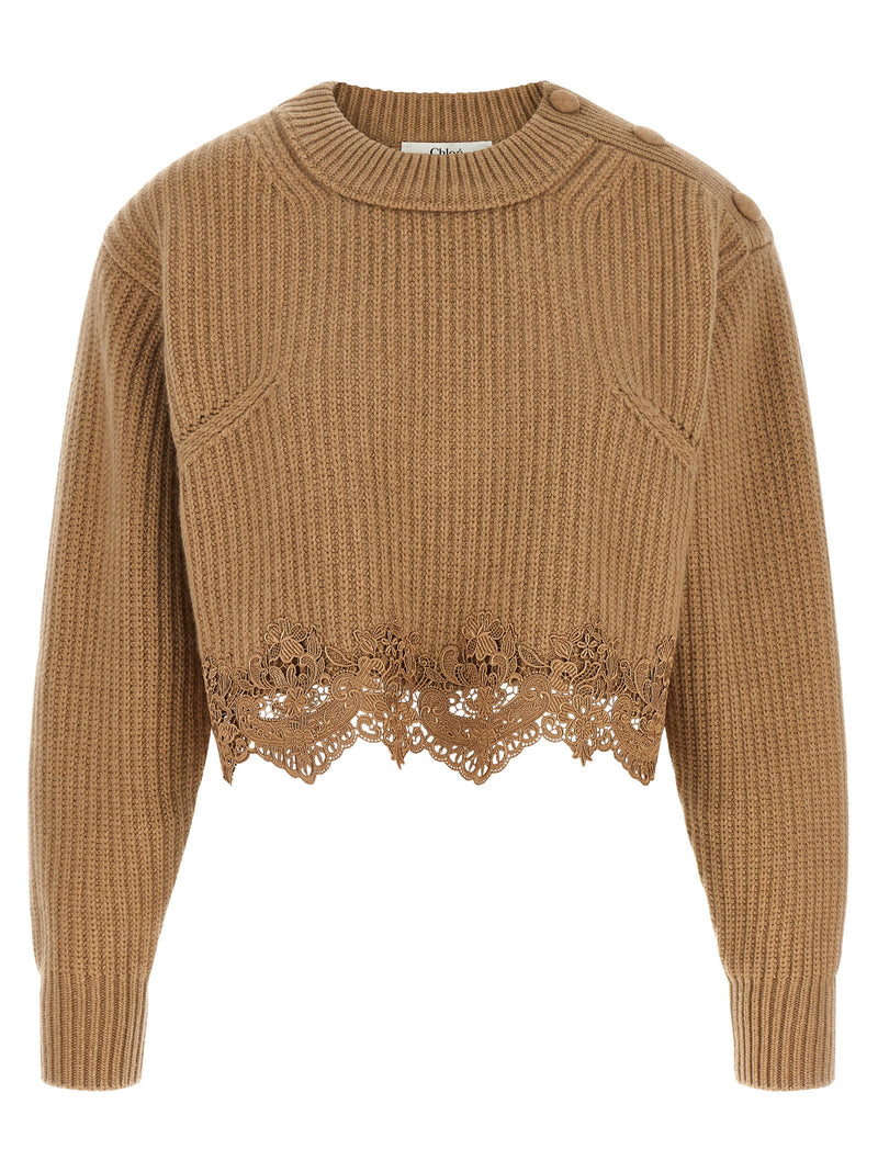 Chloé Chloé Cropped Lace Sweater