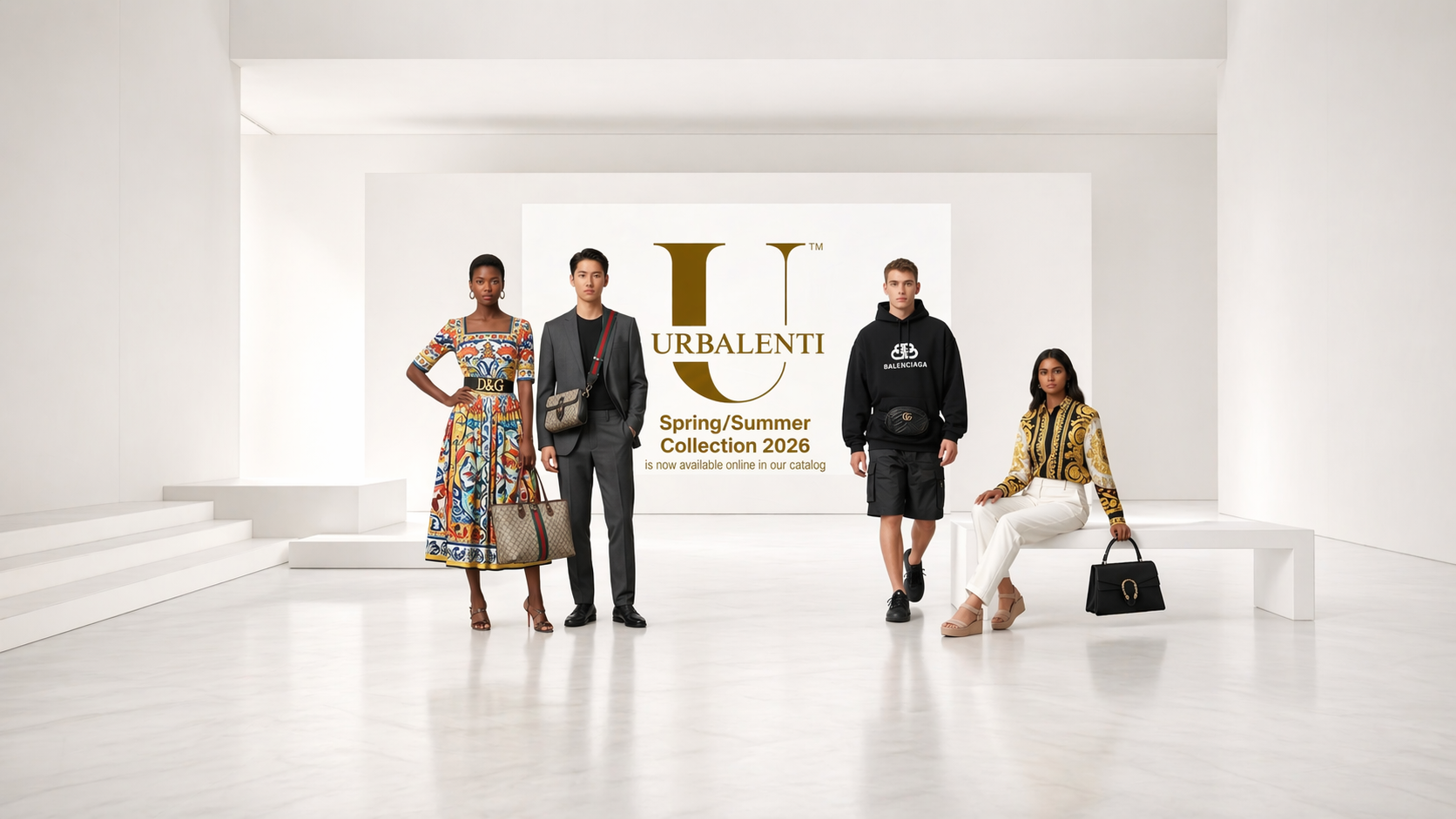 Luxury designer fashion collection by URBALENTI™ featuring women's and men's clothing, handbags and accessories curated from Milan, Italy.